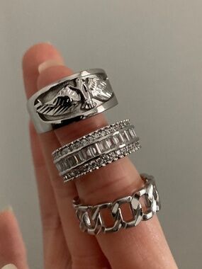 CHILD OF WILD SZ9 Ring SET Silver Stackable layering cocktail Rings Silver Set